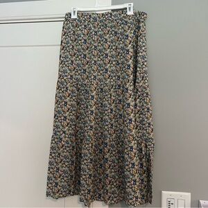 Floral Maxi Skirt in Black and Multicolor